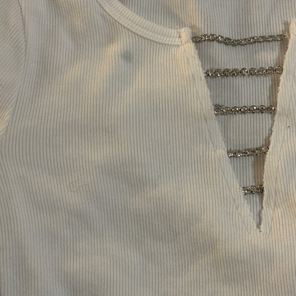 Garage White Long-Sleeve Top with Rhinestone Detail - Picture 4 of 5